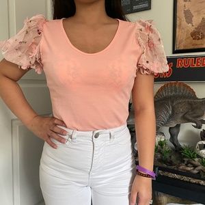 NWOT Floral sleeve mesh  Bodysuit